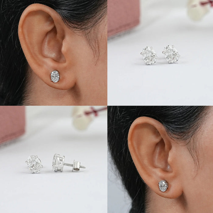 Oval Lab Grown Diamond Studs Earrings