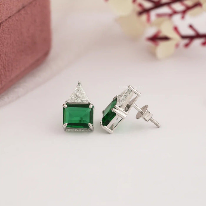 Emerald Green Gemstone Stud Earrings