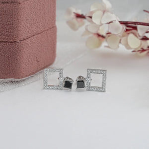 Black Princess Cut Lab Diamond Drop Earrings