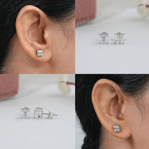 Asscher Cut Lab Made Diamond Stud Earrings