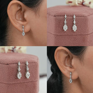 Step Cut Shield Diamond Dangle Earrings