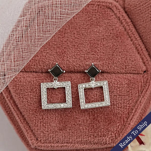 Black Princess Cut Lab Diamond Drop Earrings