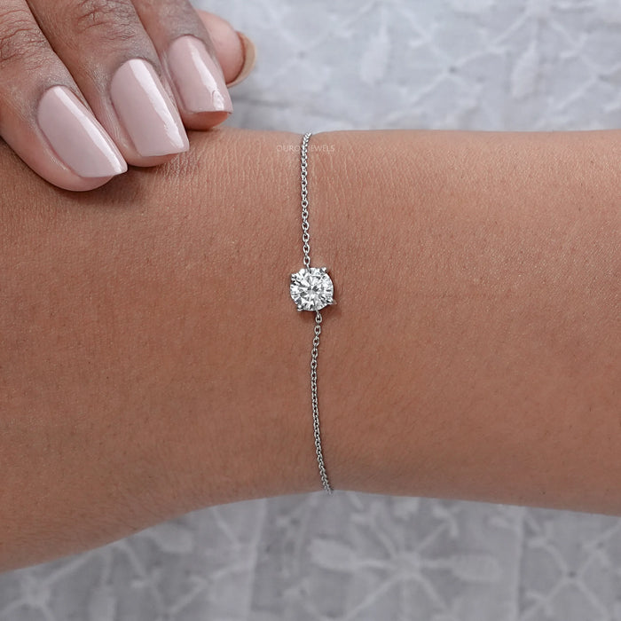 Round Cut Solitaire Lab Diamond Bracelet