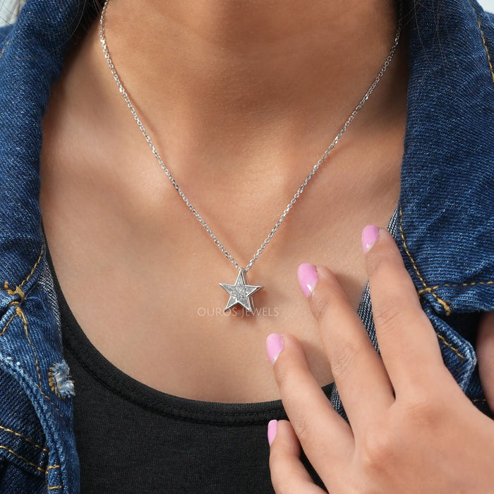 Star Shaped Pie Cut Diamond Necklace