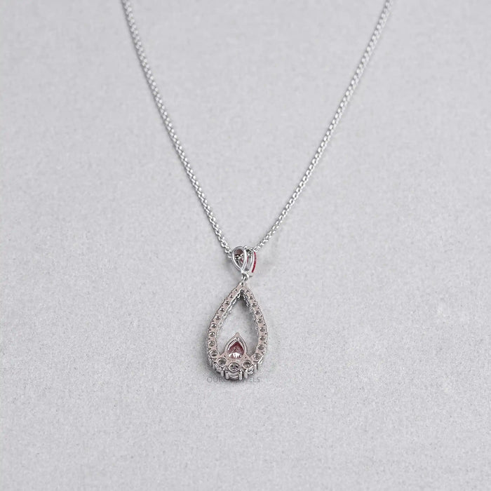 Open Pear Shape Pink Lab Diamond  Pendant