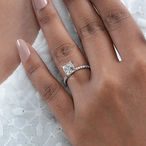 Princess Cut Solitaire Accent Diamond Engagement Ring