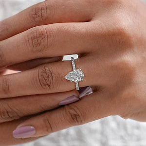 Lab Grown Pear Diamond Solitaire Accent Ring