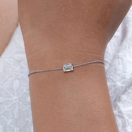 Emerald Cut Solitaire Lab Diamond Bracelet