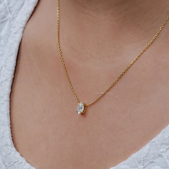 East-West Setting Oval Diamond Necklace