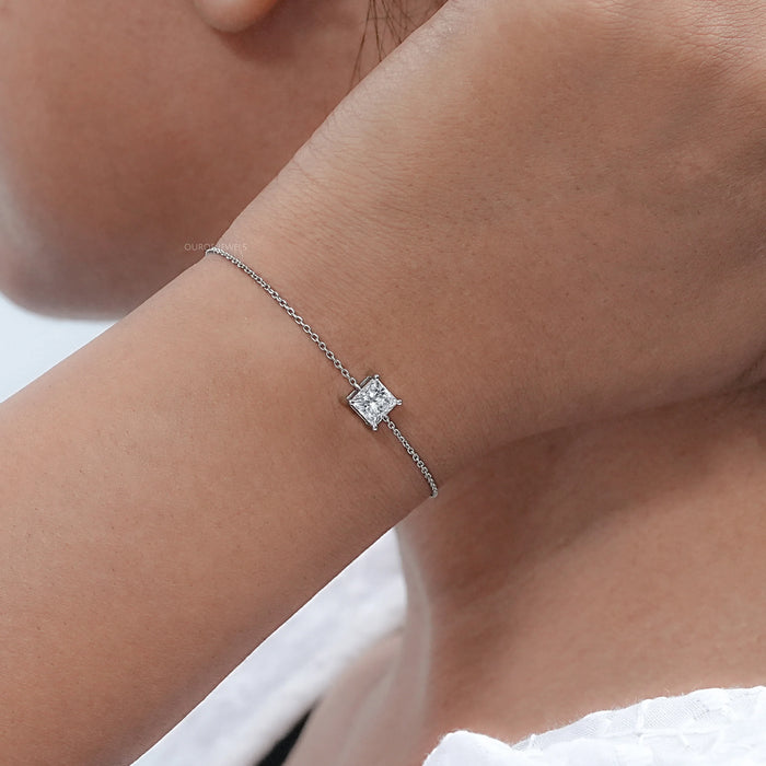 Princess Cut Lab Grown Diamond Chain Bracelet