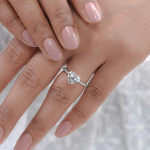 Heart Shaped Diamond with Solitaire Accent Ring