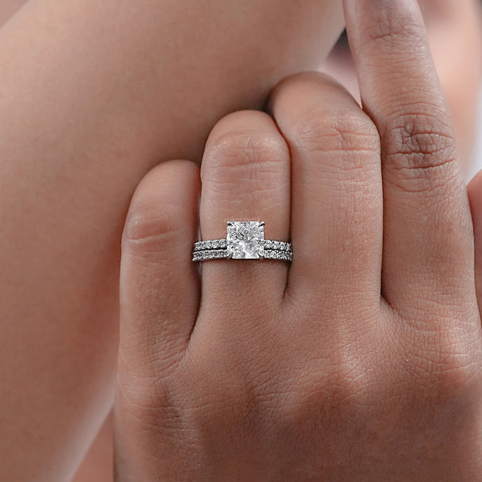 Square Radiant Cut Diamond Bridal Ring Set