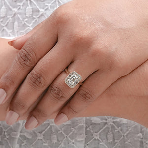 Emerald Cut Diamond Halo Engagement Ring