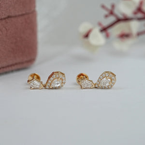 Halo Diamond  Step Cut Pear Dangle Earring