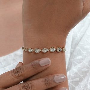 Step Cut Pear Halo Diamond Bracelet