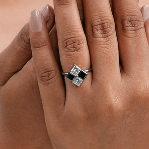 Princess Cut Black Diamond Anniversary Rings