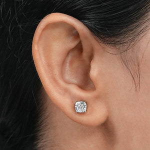 Cushion Cut Synthetic Diamond Solitaire Stud