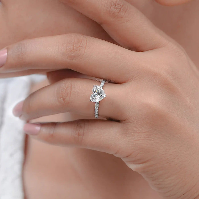 Heart Shaped Diamond with Solitaire Accent Ring