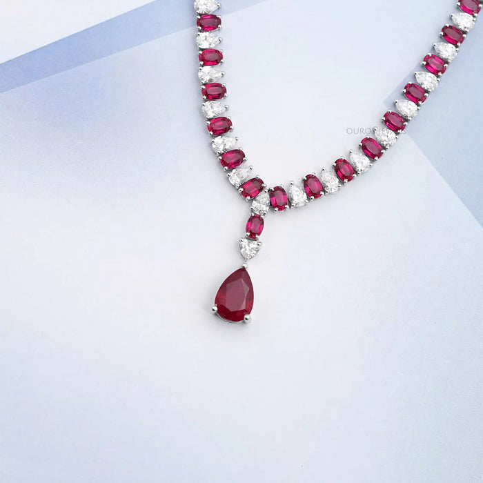 Ruby Gemstone & Lab Grown Diamond Necklace