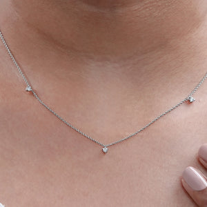 Round Lab Grown  Diamond Station Style Necklace