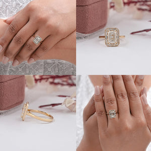 Emerald Cut Diamond Halo Engagement Ring