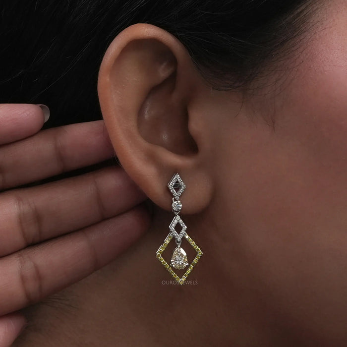 Kite Shape Pear Diamond Dangle Earrings