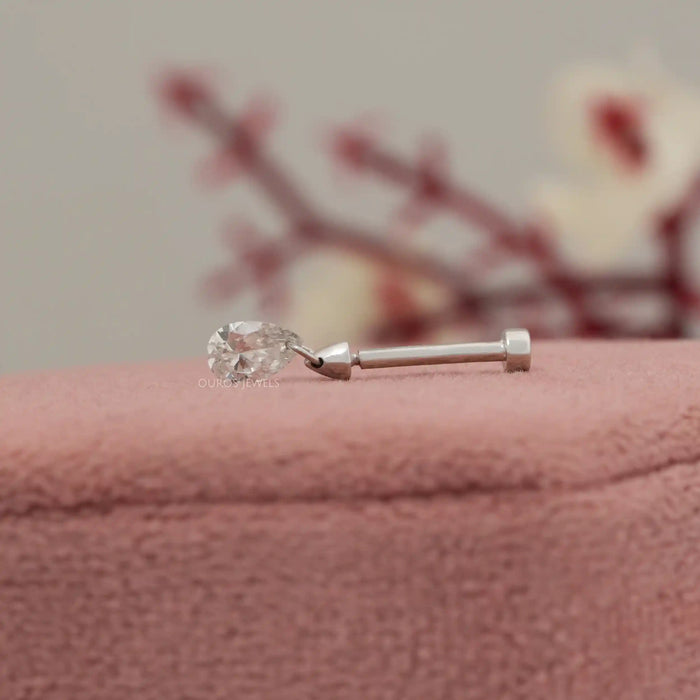 Pear Shaped Diamond Threaded Charm Earring