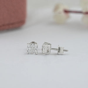 Cushion Cut Synthetic Diamond Solitaire Stud