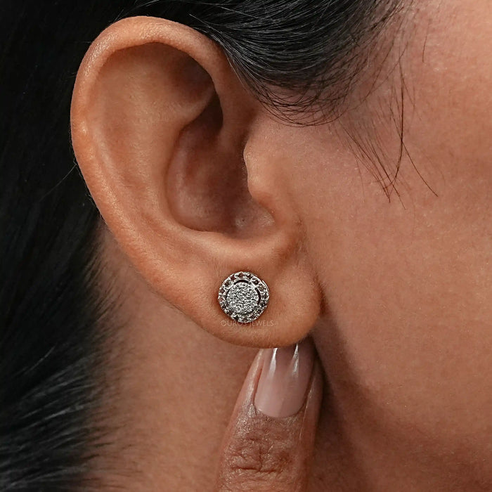 Pave Set Diamond Stud Earrings