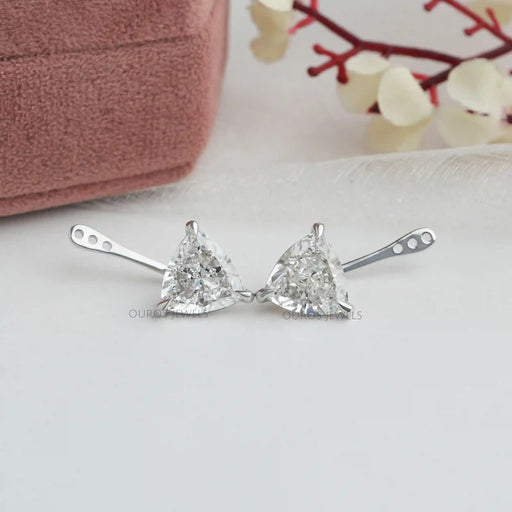 [Trillion Cut Lab Diamond Jacket Earrings]-[Ouros Jewels]