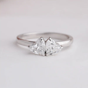 double heart shape diamond romantic ring 