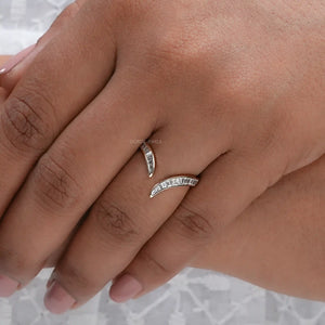 V Shaped Baguette Cut Diamond Ring