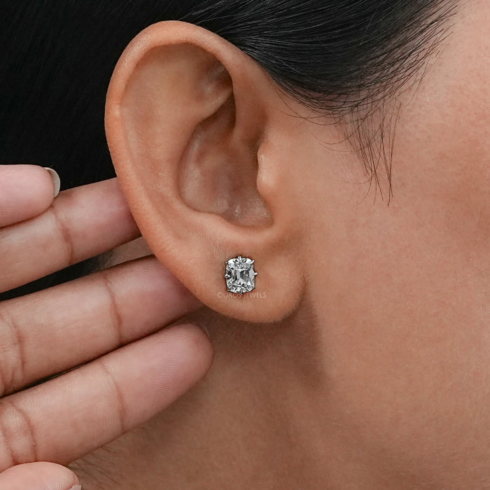 Old Mine Cushion Cut Diamond Stud Earrings