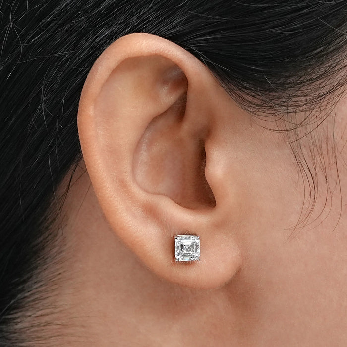 Asscher Cut Lab Made Diamond Stud Earrings