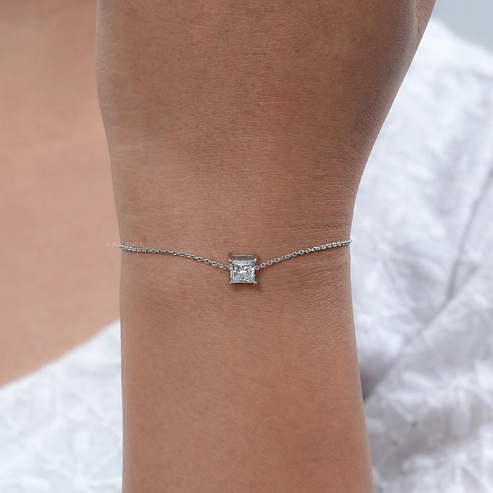 Princess Cut Lab Grown Diamond Chain Bracelet