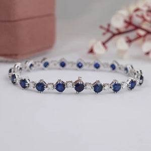 Sapphire Cushion Cut  Lab Grown Gemstone Bracelet