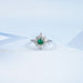 Green Cushion Cut Gemstone Halo Ring