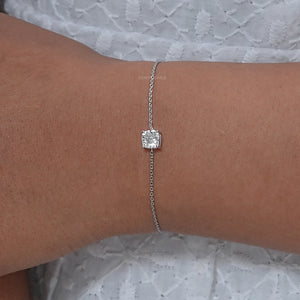 Cushion Cut Lab Grown Diamond Solitaire Bracelet