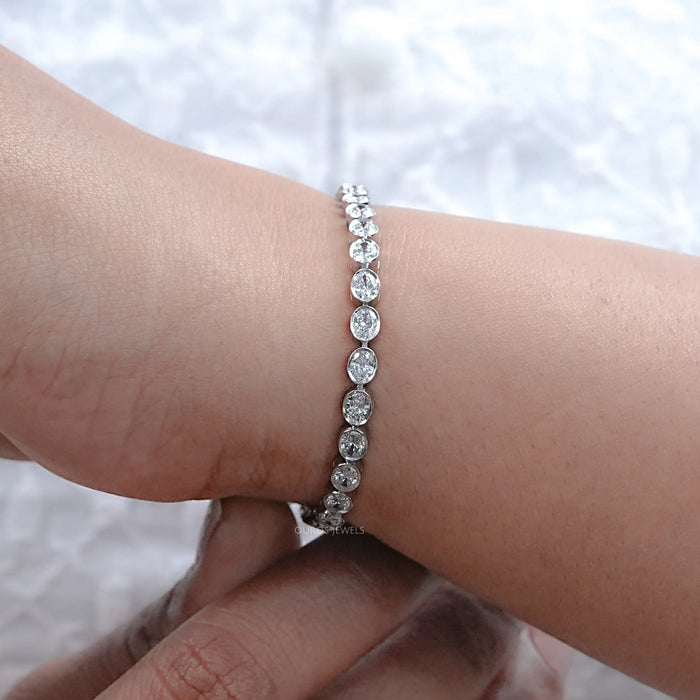 Oval Diamond Bezel Set Tennis Bracelet