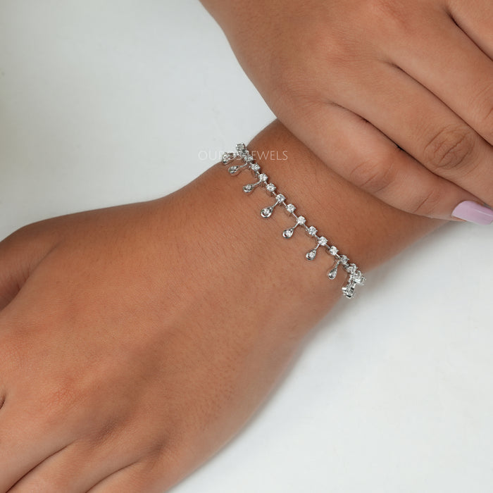 Teardrop Round lab Grown Diamond Bracelet