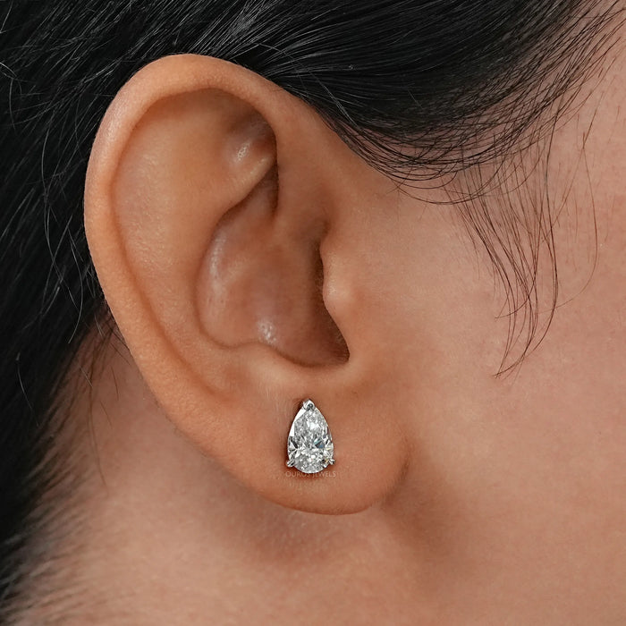 Pear Cut Solitaire Diamond Stud Earrings