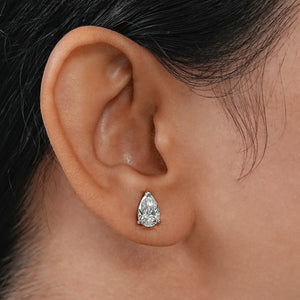 Pear Cut Solitaire Diamond Stud Earrings