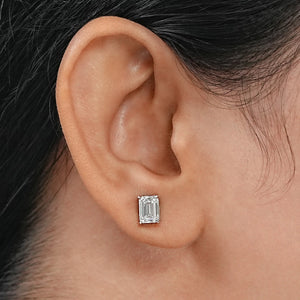 Emerald Cut Diamond Screw Back Earrings