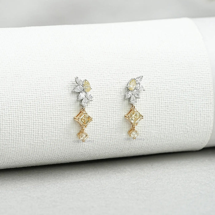 Yellow Asscher Lab Diamond Dangle Earring