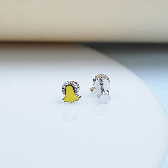 Round Lab Diamond Enamel Snapchat Earrings For Kids