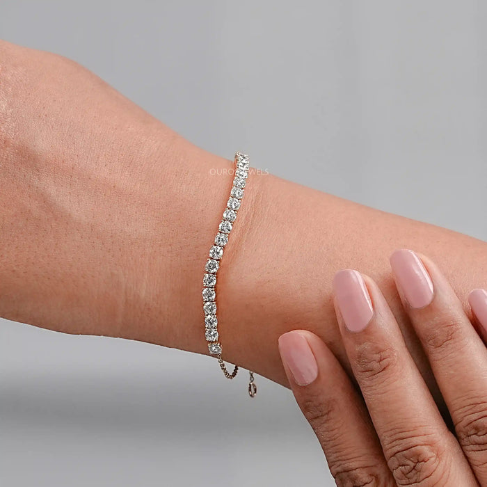 Round Cut Lab Diamond Half Tennis Bracelet