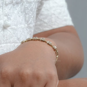 Step Cut Pear Halo Diamond Bracelet