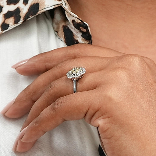 Yellow Pear Cut Floral Halo Diamond Ring