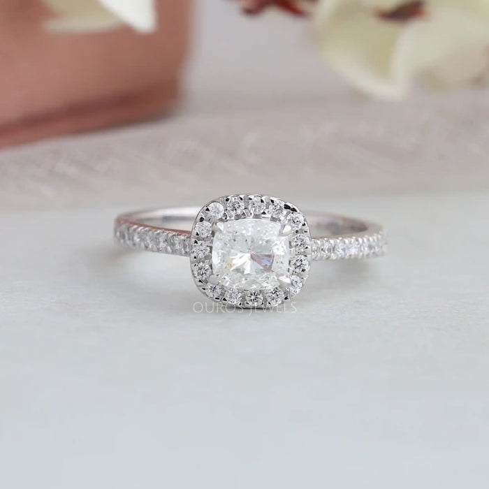 Cushion Cut Halo Diamond Engagement Ring