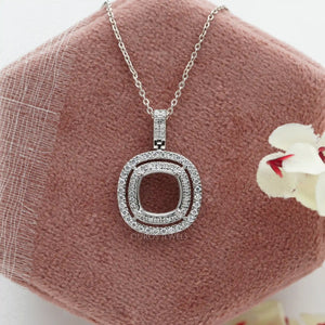 [Cushion Shape Semi Mound Pendant]-[Ouros Jewels]